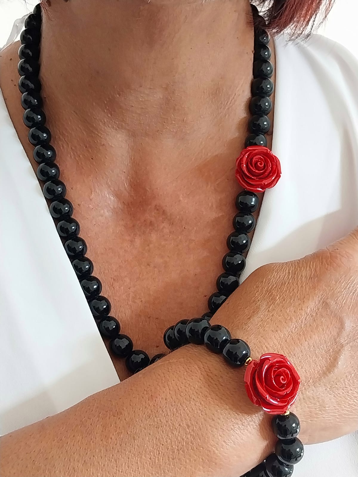 Collana e Bracciale Liberty Rosa di Atrani Black