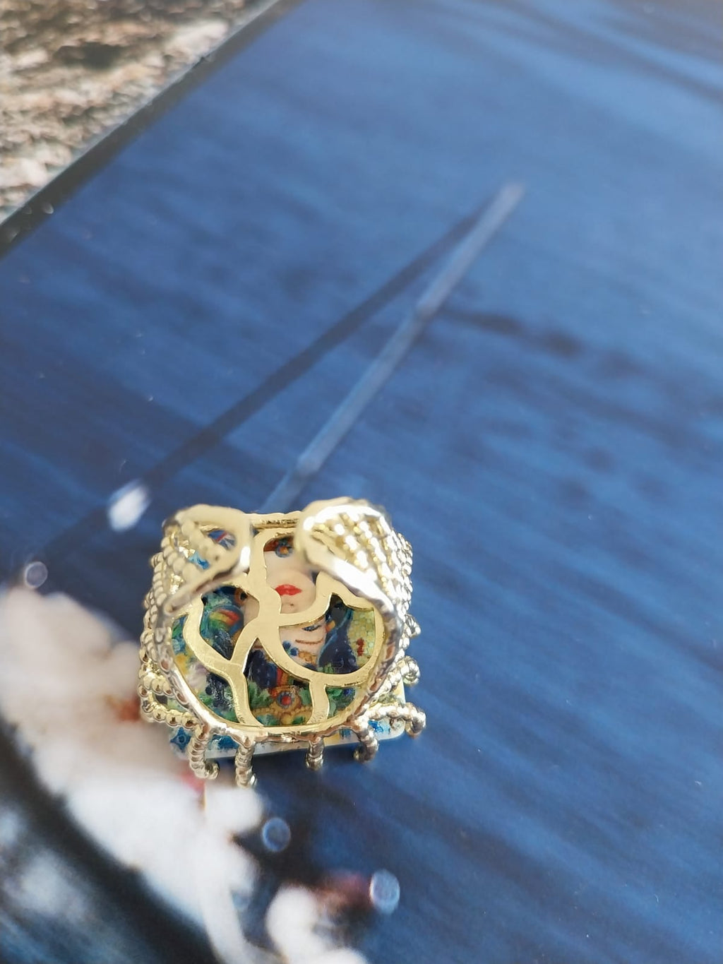 Linea Anello con Mattonella dipinta a mano "Donna Love"