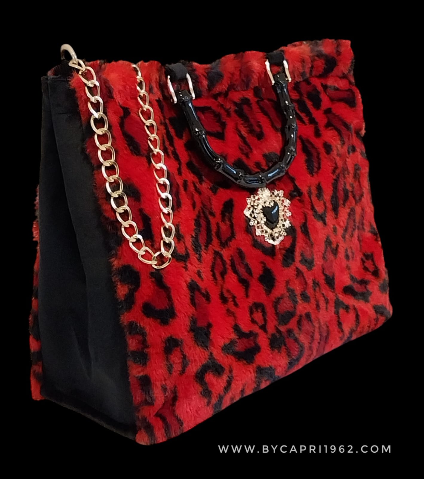 BagShopper in Eco-Fur Rosso Passione Con CUORE EX VOTO